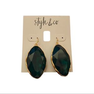 NWT Style & Co dangle earrings green gold